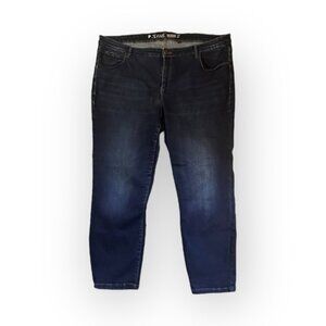 Womens 36  20 R Jeans Sculpting Dark Rinse Mid Rose Stretch Straight Skinny